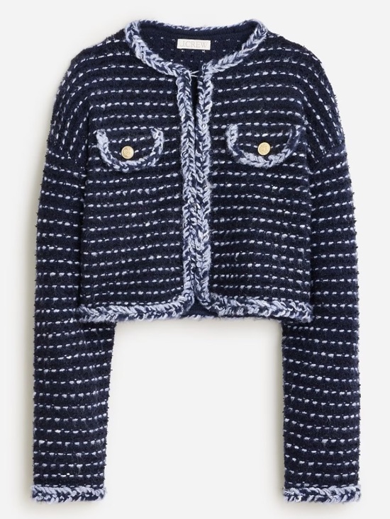 J. Crew Jackets & Blazers - J. Crew Cropped Lady Jacket in Navy Marled Yarn Size S